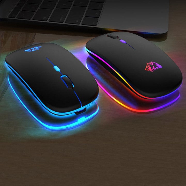 Rechargeable Wireless Mouse, LED Lights, Dual Mode 2.4GHz Bluetooth 5.